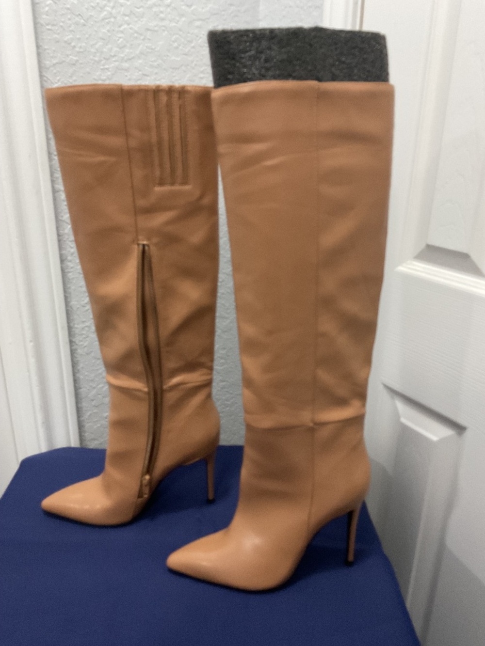 Jeffrey Campbell ARSEN-HI Stiletto Knee High Pointed Toe Dress Boot DARK NATURAL